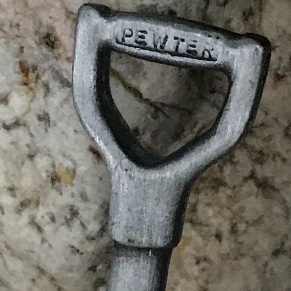 Mickey Mouse Holding  Shovel Pewter Spoon - Picture 3 of 4